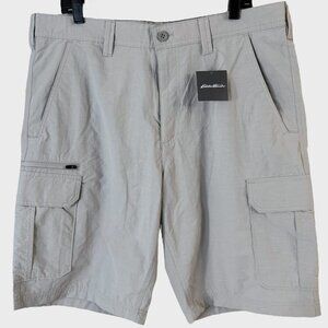 Eddie Bauer Travix Active Cargo Shorts Gray Men's Size 38 Hiking Outdoors New